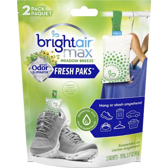 Picture of Bright Air Fresh Pak Sachets - Meadow Breeze - 2 / Pack - Odor Neutralizer, Phthalate-free, Paraben-free, Formaldehyde-free, NPE-free, BHT Free