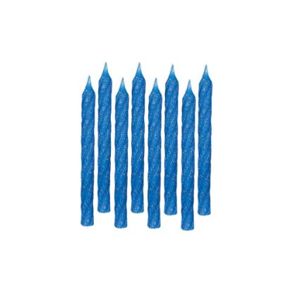 Picture of Amscan Glitter Spiral Birthday Candles, 3-1/4in, Blue, 24 Candles Per Pack, Set Of 8 Packs