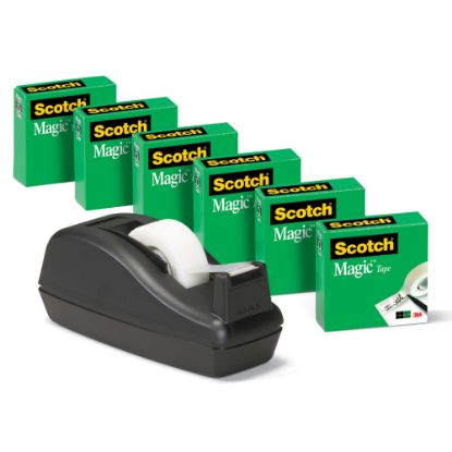 Picture of Scotch Magic Tape With Deluxe Dispenser, 3/4in x 1,000in, Clear, Pack Of 6 Rolls