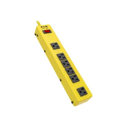 Picture of Eaton Tripp Lite Series Safety Power Strip 120V 5-15R 6 Outlet Metal 6ft Cord OSHA - Power strip - 15 A - AC 120 V - input: NEMA 5-15 - output connectors: 6 (NEMA 5-15) - 6 ft cord - black, yellow