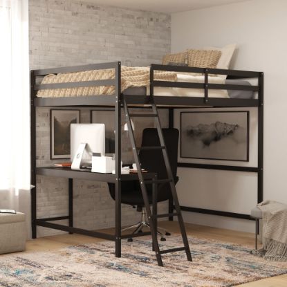 Picture of Flash Furniture Riley Loft Bed Frame With Desk, Full, 57-1/2inL x 78-3/4inW x 57-1/2inD, Espresso