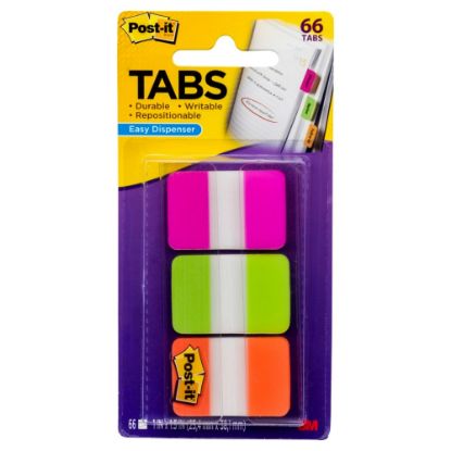 Picture of Post-it Notes Durable Filing Tabs, 1in x 1-1/2in, Green/Orange/Pink, 22 Flags Per Pad, Pack Of 3 Pads