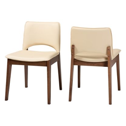 Picture of Baxton Studio Afton Dining Chairs, Beige/Walnut Brown, Set Of 2 Chairs