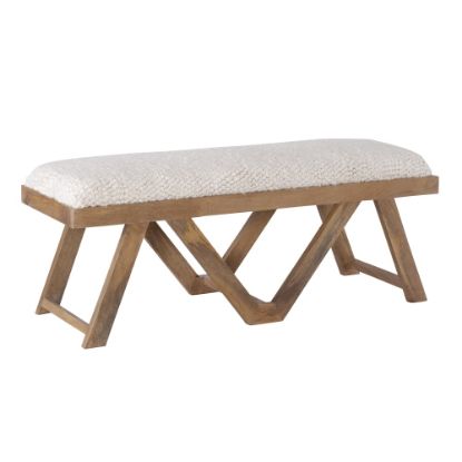 Picture of Powell Salerno Bench, 18inH x 45inW x 16inD, White/Brown