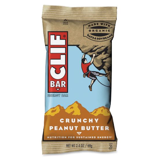 Picture of Clif Bar Crunchy Peanut Butter Energy Bar - Individually Wrapped - Peanut Butter - 2.40 oz - 12 / Box