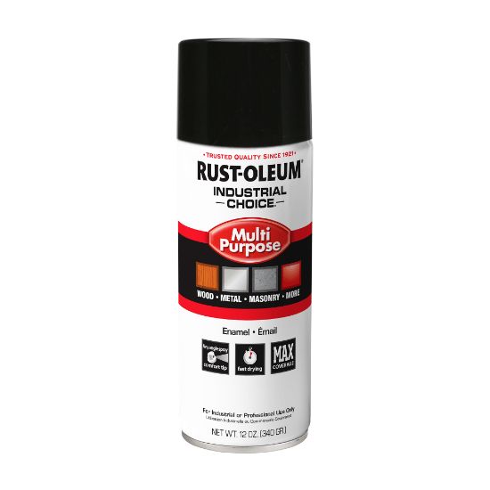 Picture of Rust-Oleum Industrial Choice 1600 System Multi-Purpose Enamel Spray Paint, 12 Oz, Gloss Black, Case Of 6 Cans