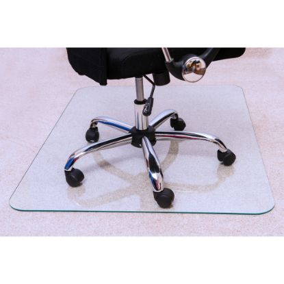 Picture of Floortex Cleartex Glaciermat Glass Rectangular Chair Mat - Hard Floor, Home, Office, Carpet - 40in Length x 53in Width x 0.20in Thickness - Rectangle - Glass - Clear