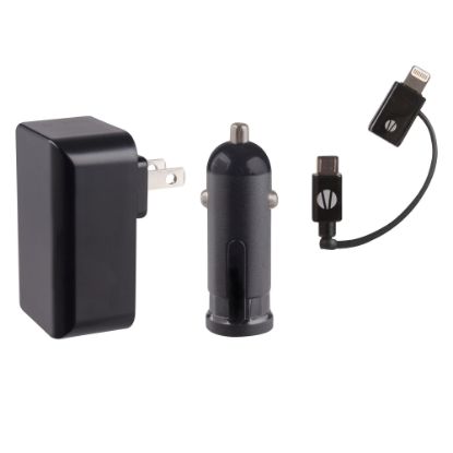 Picture of Vivitar Infinite Wall/Auto Charger Kit For Apple iPhone, iPad, iPod And Micro USB Devices