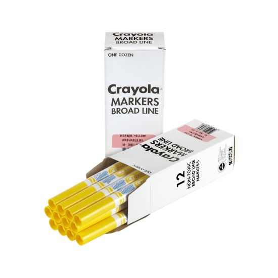 Picture of Crayola Washable Broad Line Markers, Yellow, Pack Of 12 Markers