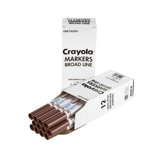 Picture of Crayola Washable Broad Line Markers, Brown, Pack Of 12 Markers