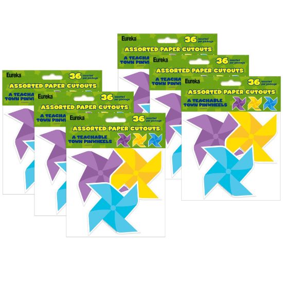 Picture of Eureka Paper Cut-Outs, A Teachable Town Pinwheels, 36 Cut-Outs Per Pack, Set Of 6 Packs