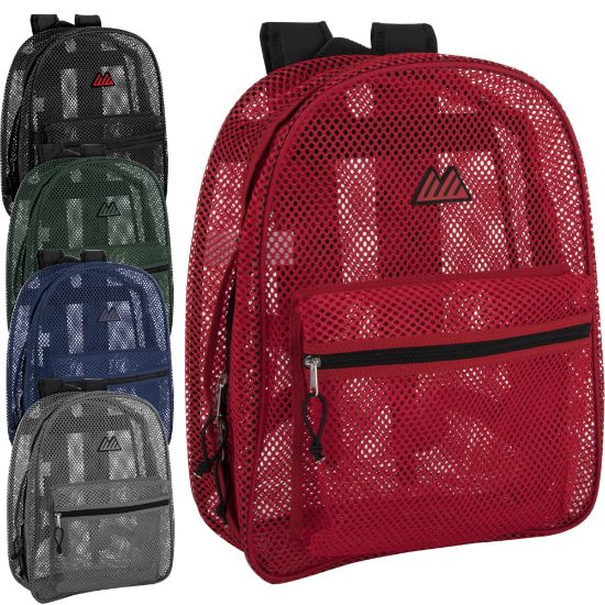 Picture of Trailmaker Mesh Backpacks, Assorted Colors (Black, Blue, Red, Gray, Green), Pack Of 24 Backpacks