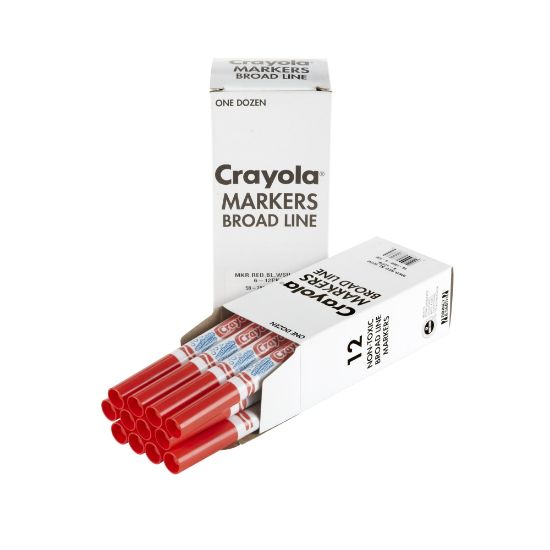 Picture of Crayola Washable Broad Line Markers, Red, Pack Of 12 Markers