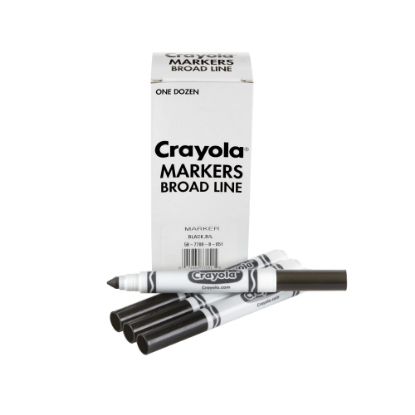 Picture of Crayola Washable Broad Line Markers, White Barrel, Black Ink, Pack Of 12 Markers