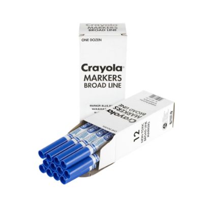 Picture of Crayola Washable Broad Line Markers, Blue, Pack Of 12 Markers