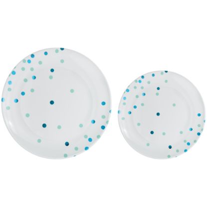 Picture of Amscan Round Hot-Stamped Plastic Plates, Blue, Pack Of 20 Plates