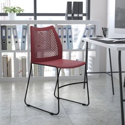 Picture of Flash Furniture HERCULES Series Sled-Base Stack Chair With Air-Vent Back, Burgundy