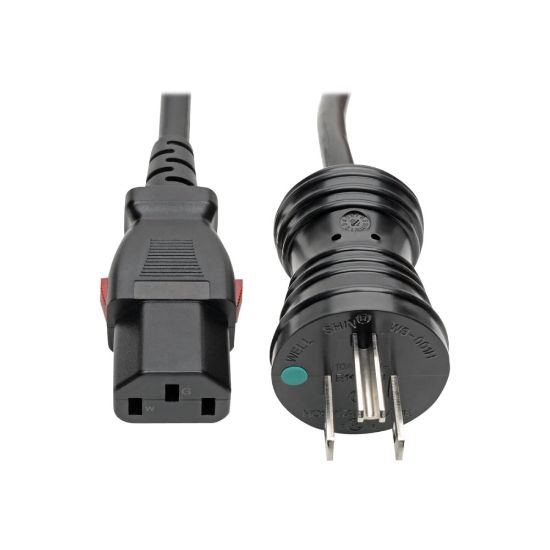 Picture of Tripp Lite Hospital-Grade Power Cord NEMA 5-15P to Locking IEC C13 Green Dot 10A 125V 18 AWG 10 ft. (3.05 m) Black