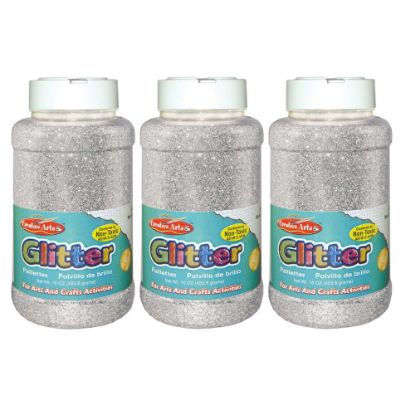 Picture of Charles Leonard Creative Arts Glitter, 1 Lb, Silver, Pack Of 3 Bottles