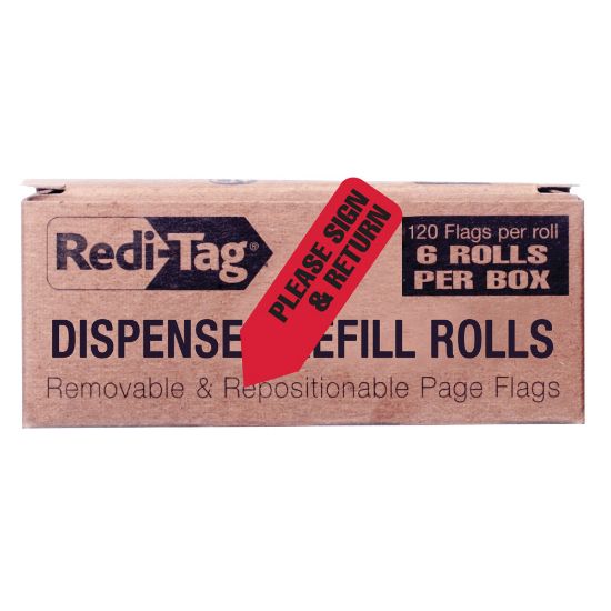 Picture of Redi-Tag Dispenser Refills, "Please Sign & Return," 1 3/4in x 9/16in, Red, 120 Flags Per Pad, Box Of 6 Pads