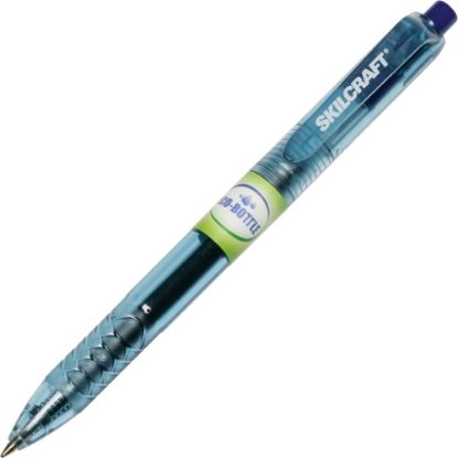 Picture of SKILCRAFT 100% Recycled Retractable Gel Pens, 0.7 mm, Transparent Barrel, Blue Ink, Pack Of 12