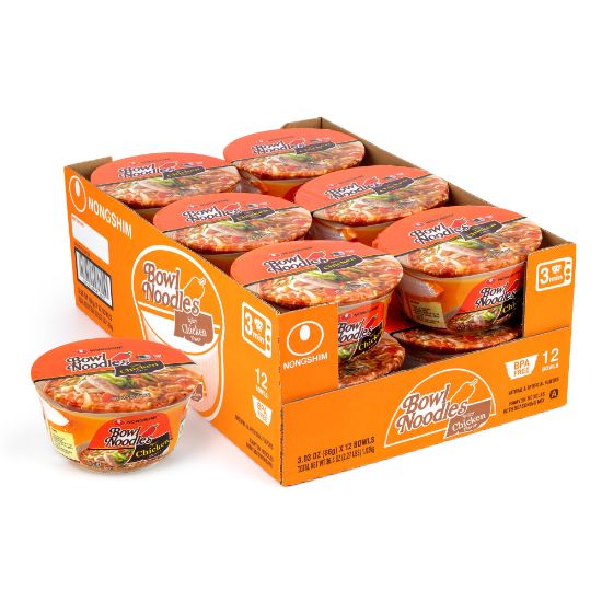 Picture of Nongshim Spicy Chicken Bowl Noodle Soup, 3.03 Oz, Box Of 12 Bowls