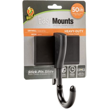 Picture of Duck Brand EasyMounts Heavy-Duty Drywall Hook - 50 lb (22.68 kg) Capacity - 3.7in Width - 5.8in Length - for Tool, Garage, Home, Project - Fiberglass - Black - 1 Each