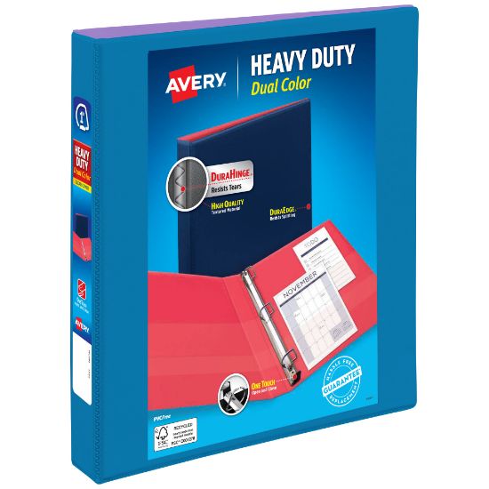 Picture of Avery 3-Ring Dual Color Heavy-Duty View Binder, 1in Slant Rings, 49% Recycled, Pool Blue/Lavender