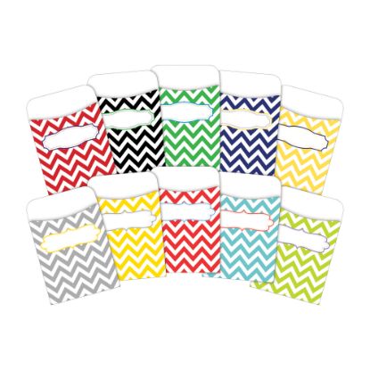 Picture of Barker Creek Peel And Stick Library Pockets, 3in x 5in, Chevron Beautiful/Chevron Nautical, Pack Of 60 Pockets