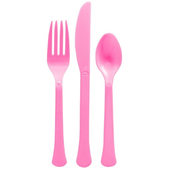 Picture of Amscan Boxed Heavyweight Cutlery Assortment, Bright Pink, 200 Utensils Per Pack, Case Of 2 Packs