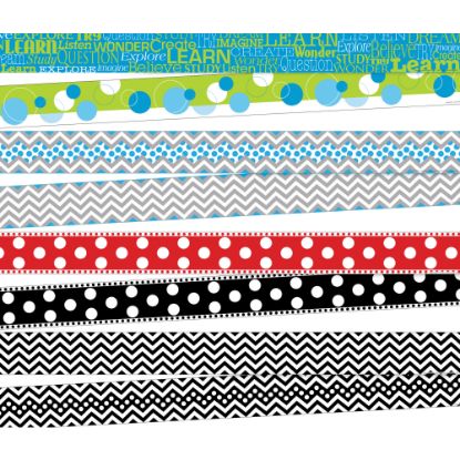 Picture of Barker Creek Chevron/Dots Double-Sided Borders, 3in x 35in, Multicolor, Pack Of 52 Borders