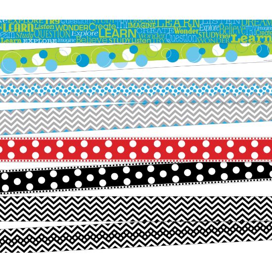 Picture of Barker Creek Chevron/Dots Double-Sided Borders, 3in x 35in, Multicolor, Pack Of 52 Borders