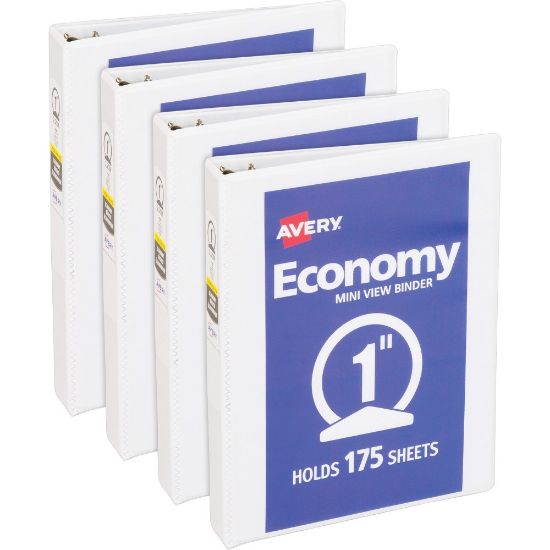 Picture of Avery Economy View Binder, 1in Ring, White, Pack Of 4