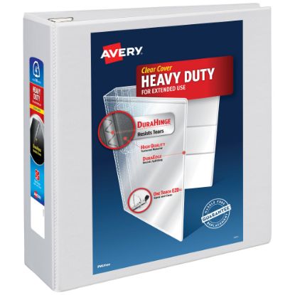 Picture of Avery Heavy-Duty View 3 Ring Binder, 4in One Touch EZD Rings, White, 1 Binder