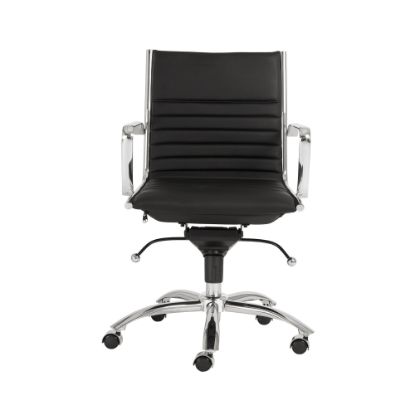 Picture of Eurostyle Dirk Faux Leather Low-Back Commercial Office Chair, Chrome/Black