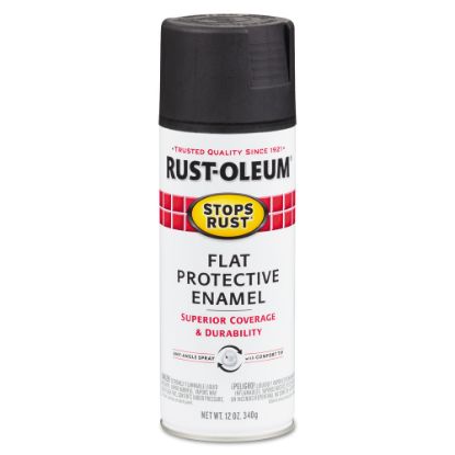 Picture of Rust-Oleum Stops Rust Protective Enamel Spray Paint, 12 Oz, Flat Black