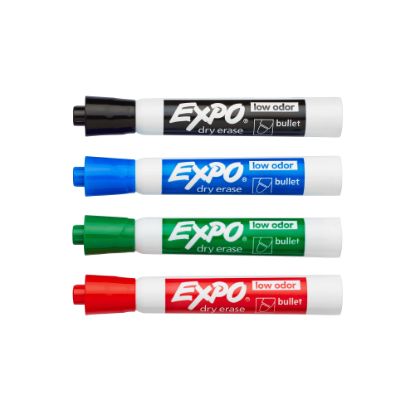 Picture of EXPO Low-Odor Dry-Erase Markers, Bullet Point, Assorted Colors, Pack Of 4