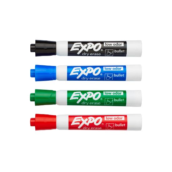 Picture of EXPO Low-Odor Dry-Erase Markers, Bullet Point, Assorted Colors, Pack Of 4