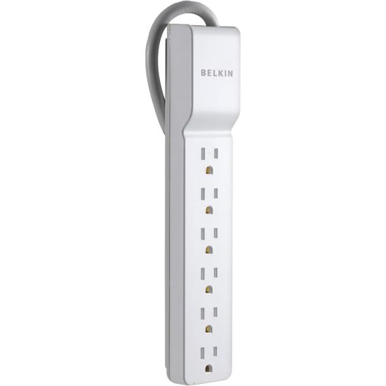 Picture of Belkin 6 Outlet Power Strip Surge Protector with 6ft Power Cord - 720 Joules - White - Receptacles: 6 x NEMA 5-15R - 720J