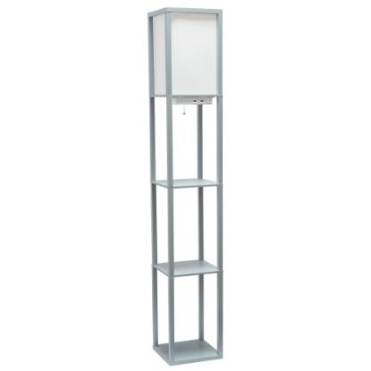 Picture of Simple Designs Etagere Organizer Floor Lamp, 62-1/2inH, White Shade/Gray Base