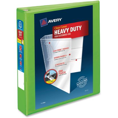 Picture of Avery Heavy-Duty View 3-Ring Binder With Locking One-Touch EZD Rings, 1 1/2in D-Rings, 41% Recycled, Chartreuse