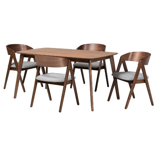 Picture of Baxton Studio Danton 5-Piece Dining Set, Gray/Walnut Brown