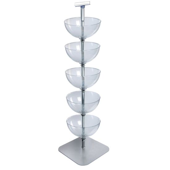 Picture of Azar Displays Tiered Bowl Floor Display With Flat Base, 5 Tiers, 14inD, Clear