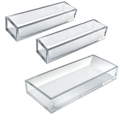 Picture of Azar Displays Deluxe Tray 3-Piece Set, Narrow Trays/Large Tray, Clear