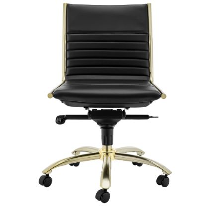 Picture of Eurostyle Dirk Armless Faux Leather Low-Back Commercial Office Chair, Matte Gold/Black