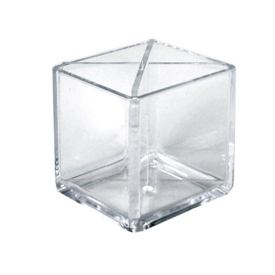 Picture of Azar Displays Cube Pencil Holders With Divider, 4inH x 4inW x 4inD, Clear, Pack Of 2 Holders