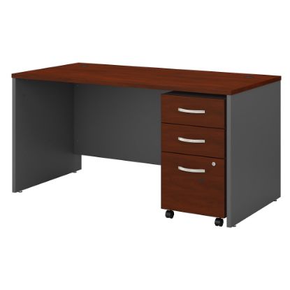 Picture of Bush Business Furniture Components 60inW Office Computer Desk With 3-Drawer Mobile File Cabinet, Hansen Cherry/Graphite Gray, Standard Delivery