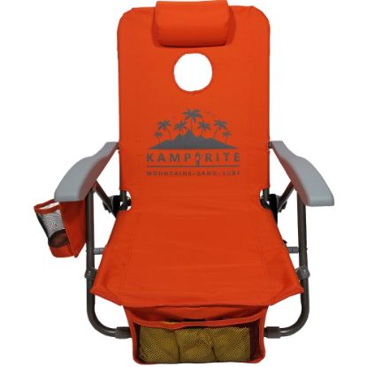 Picture of Kamp-Rite SAC-IT-UP Beach Chair With Cornhole Game, Orange