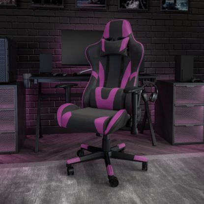 Picture of Flash Furniture X20 Ergonomic LeatherSoft High-Back Racing Gaming Chair, Purple