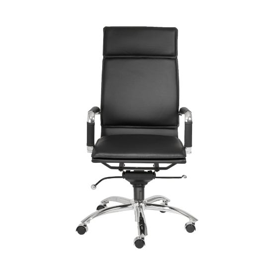 Picture of Eurostyle Gunar Pro Faux Leather High-Back Commercial Office Chair, Chrome/Black